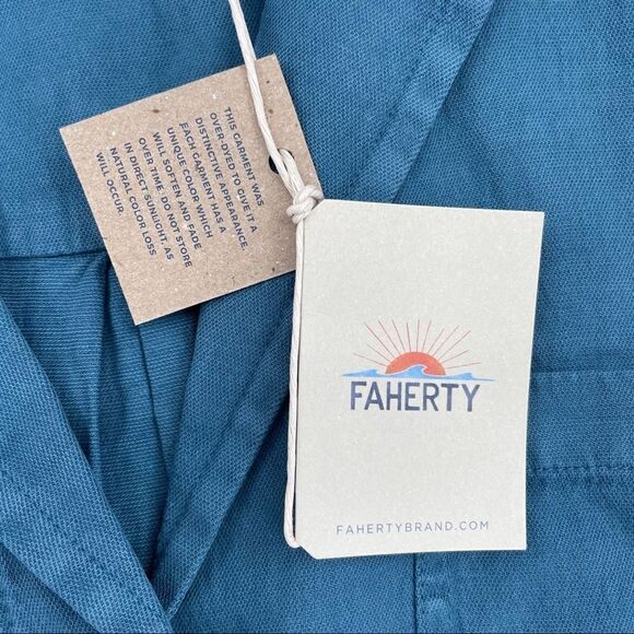 Faherty Teal Button-Up Romper - Picture 10 of 13